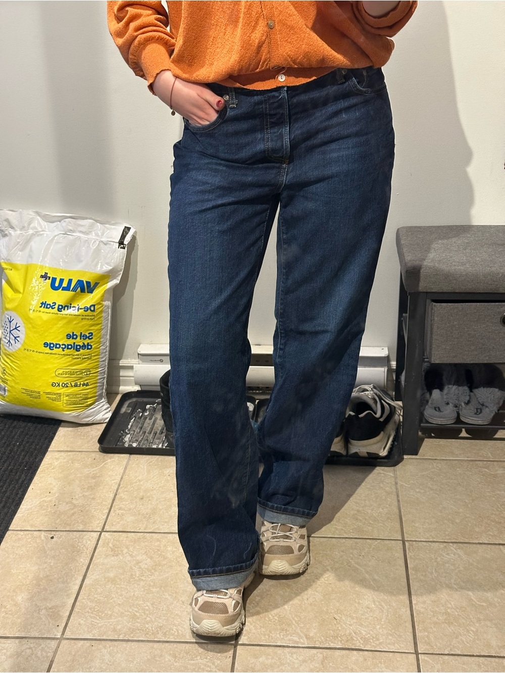 Zara Dark Blue Straight-Leg Jeans Size 38